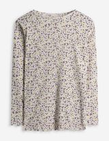 Langarmshirt - Rippenstruktur - weiß