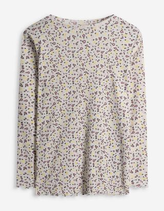 Langarmshirt - Rippenstruktur - weiß