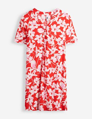 Kleid - Allover-Print - Rot