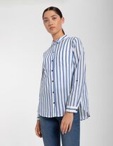 Overhemdblouse - Katoen - donkerblauw