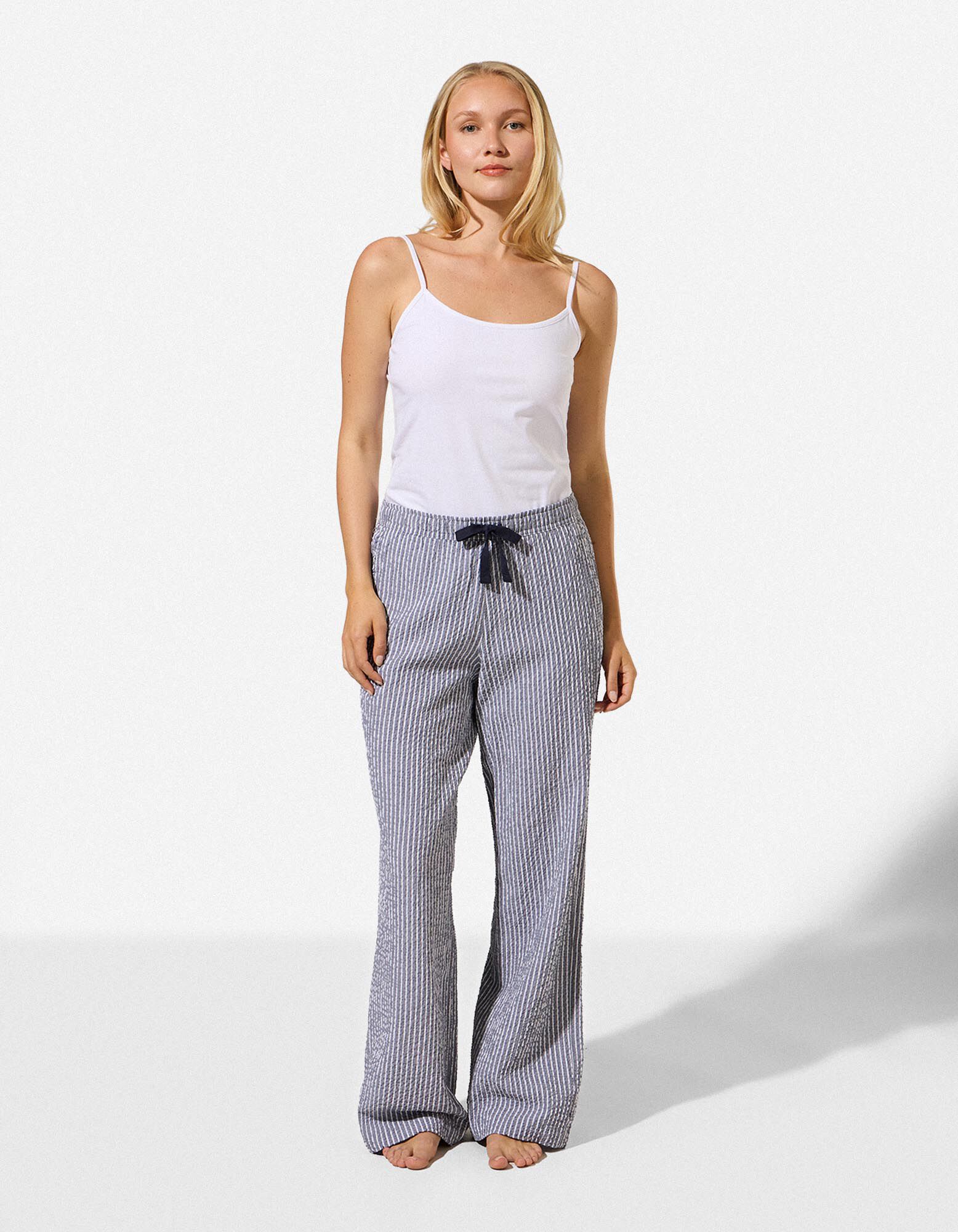 Pantalon de pyjama - Viscose m&eacute;lang&eacute;e - bleu fonc&eacute;