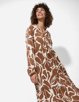 A-vonalú ruha - Elszórt mintás - világos barna