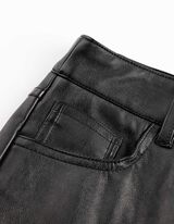 Kalhoty - Imitace kůže - cerná