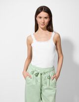 Majica bez rukava - Fina rebrasta tkanina - bijela