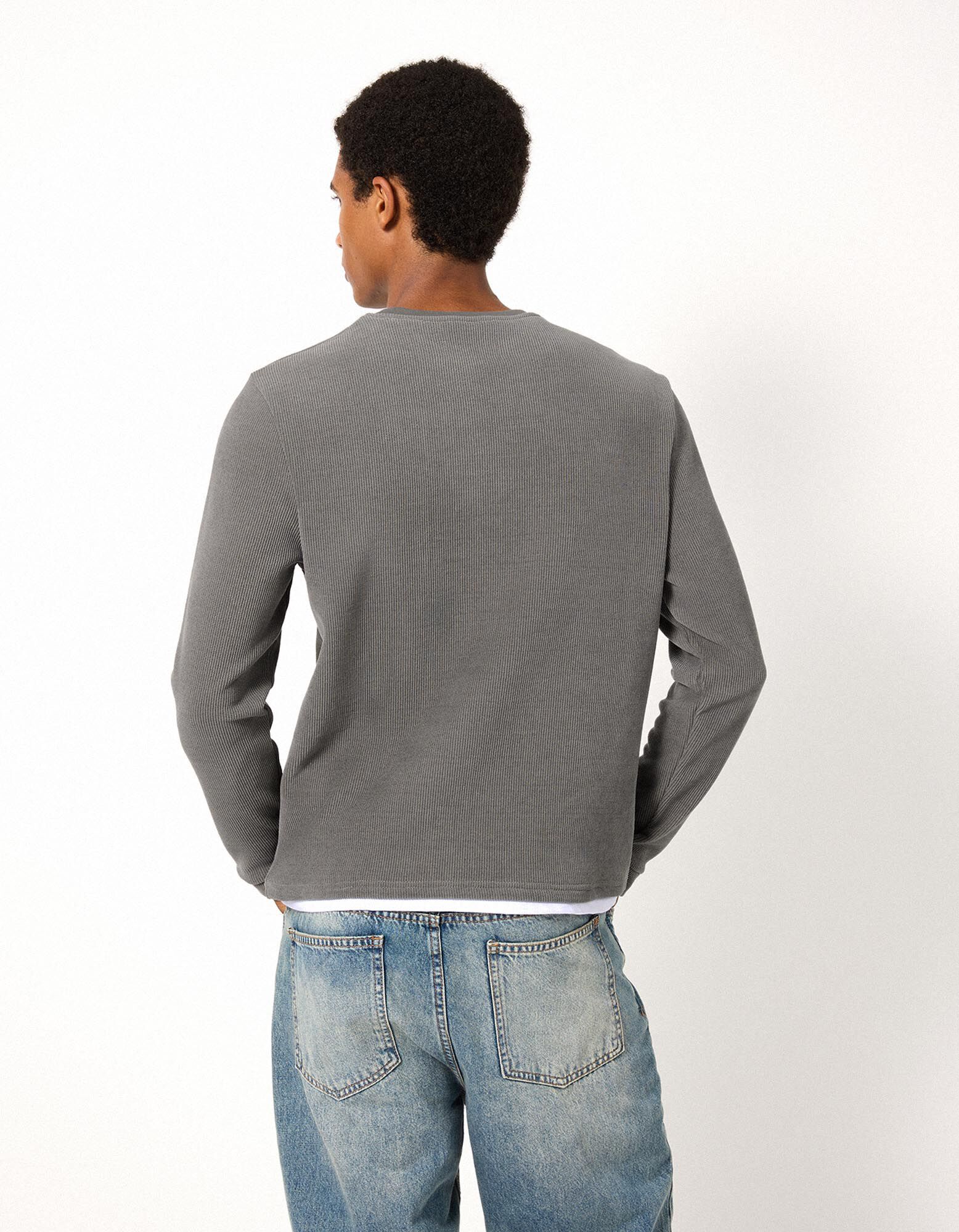 Langarmshirt - Double-Layer-Look - Khaki