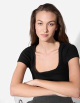 Hosszú ujjú felső - Bordázott - fekete