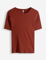 T-Shirt - Rippenstruktur - braun
