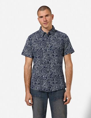 Overhemd - Print all-over - donkerblauw