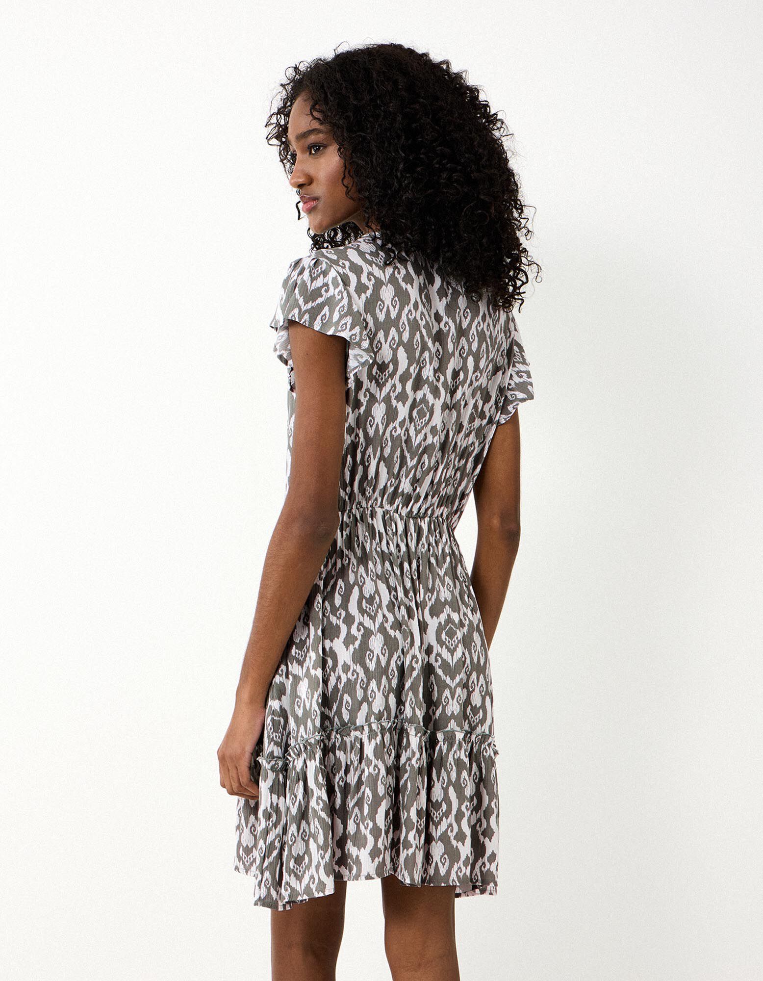 Rochie - Imprimeu allover - Kaki