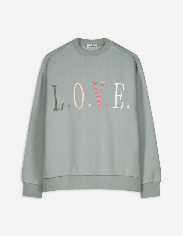 Sweatshirt - Stickerei - hellgrün