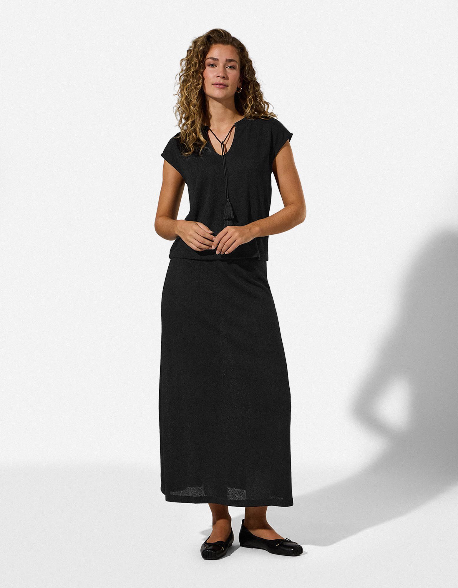 Rok in A-lijn - Viscose - Zwart