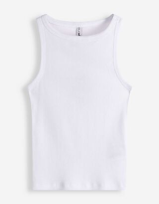 Cropped Top - Gerippt - wei&szlig;