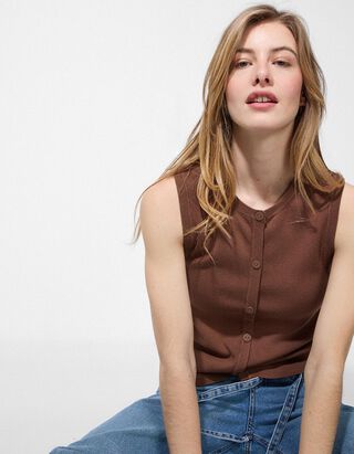 Kootud topp - n&ouml;&ouml;biliist - pruun