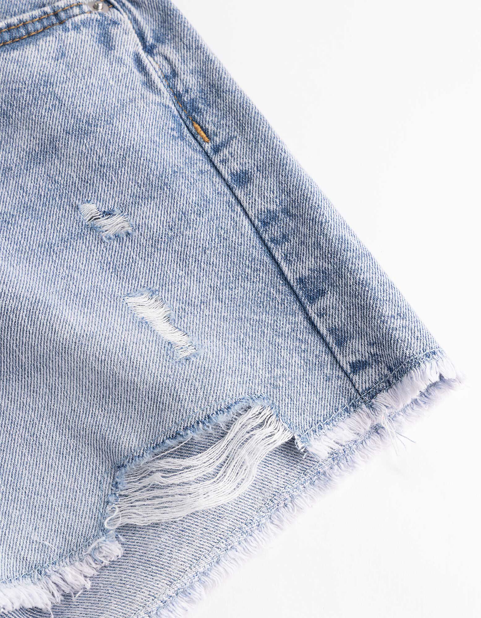 Pantaloni scurți denim - Distrus - Albastru