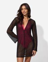 Tunica da spiaggia - Pizzo traforato - nero