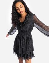 Blusenkleid - Chiffon - schwarz