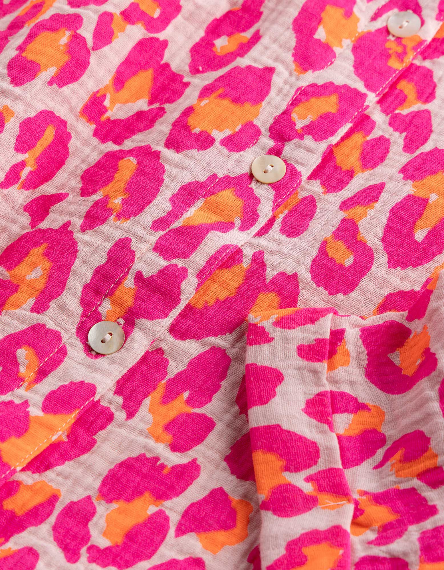 Blouse - Motif l&eacute;opard - Rouge