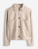 Sweatjacke - Knopfleiste - wei&szlig;