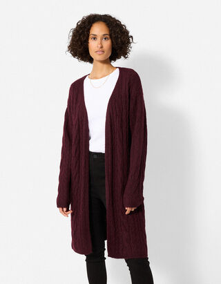 Longcardigan - Zopfstrick - Lila
