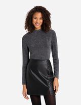 Maglia a manica lunga - Tessuto glitterato - nero