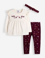 Set van longsleeve en legging - Borduursels - Off-White