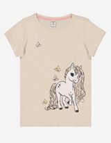 Tricou - Imprimeu sclipici - Bej