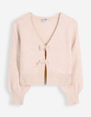 Strickpullover - Schleifenapplikation - Rosa