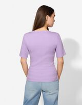 T-Shirt - Rippenstruktur - lila