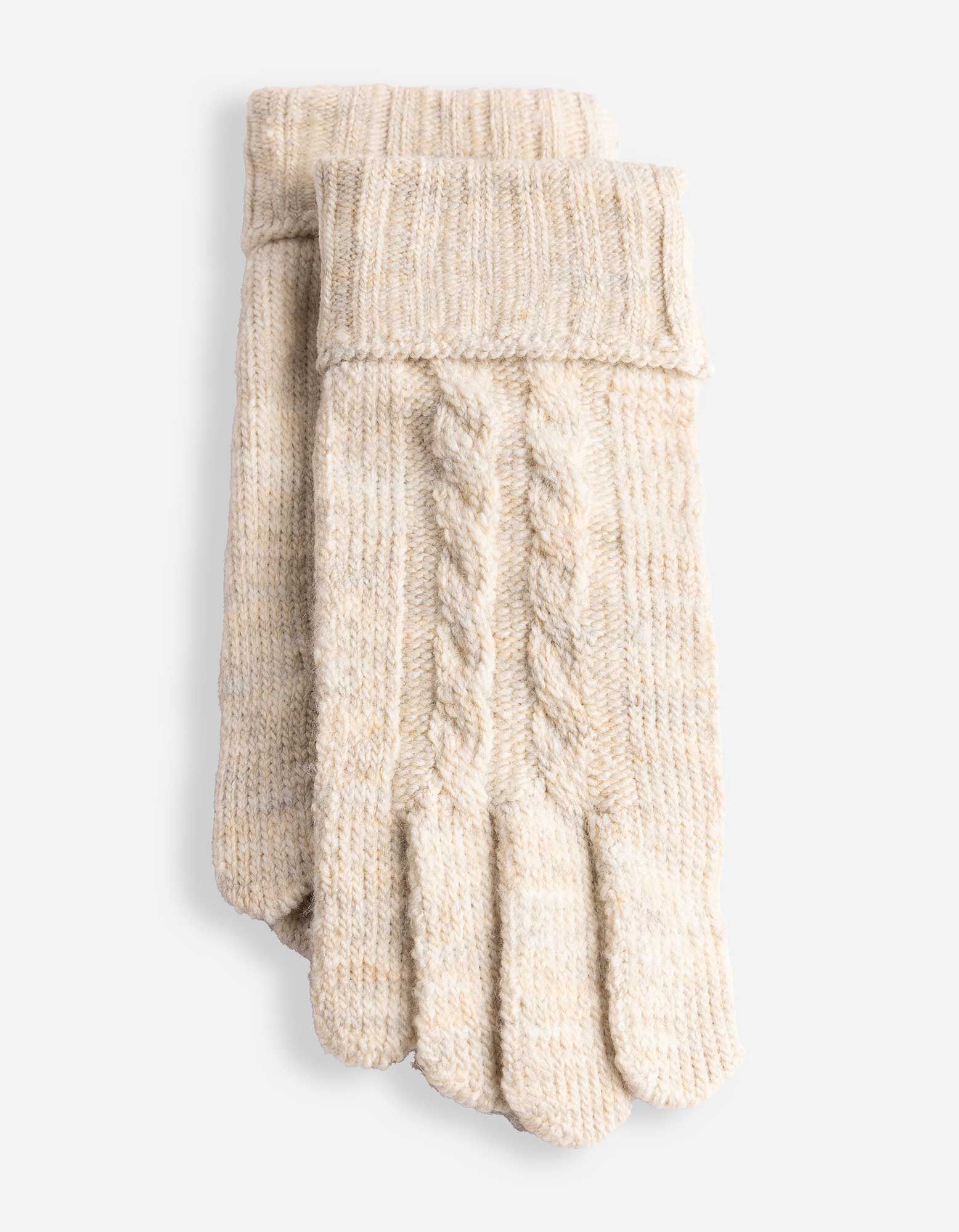 Handschuhe - Zopfstrick - Beige