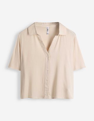 Blusenshirt - einfarbig - Beige
