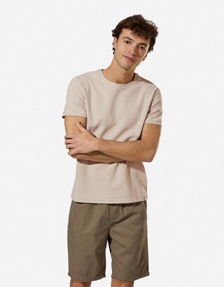 T-Shirt - einfarbig - Beige