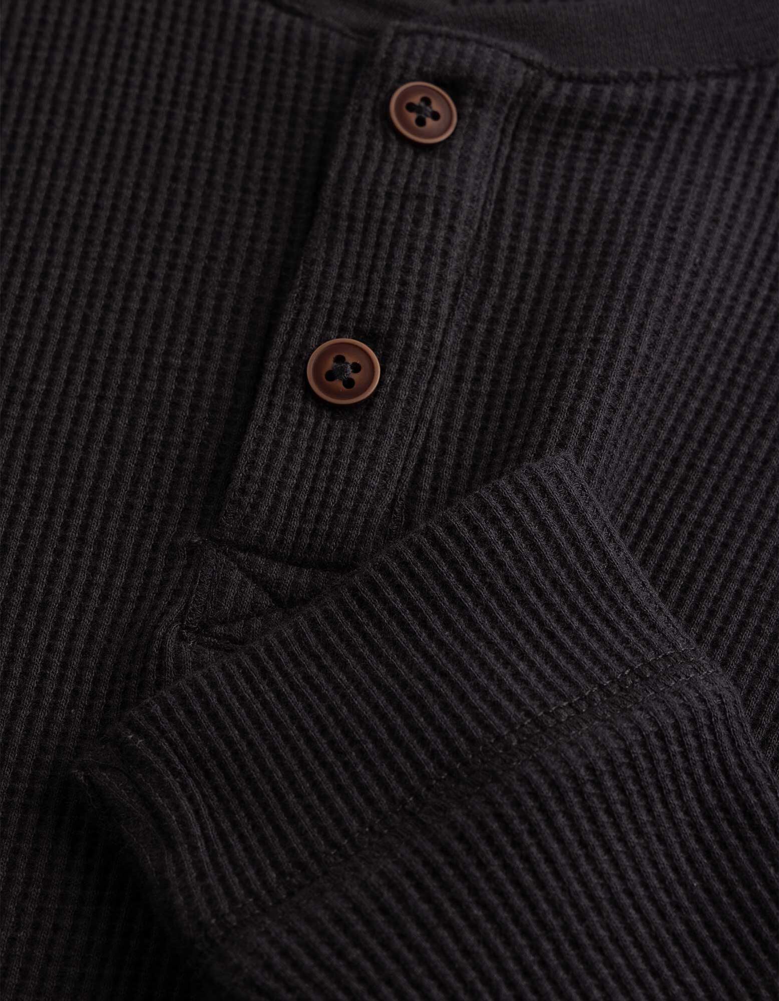 Langarmshirt - Waffelstruktur - Dunkelgrau