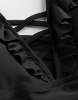 Badeanzug - Volants - schwarz