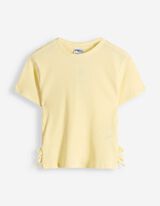 T-shirt - naszyta kokardka - jasny zolty