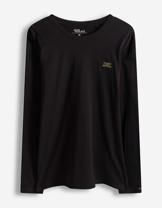 Langarmshirt - einfarbig - schwarz