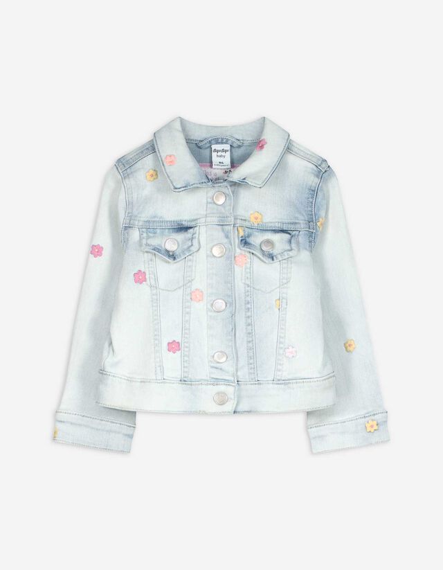 Jeansjacke - Stickerei - hellblau