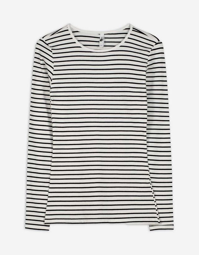 Longsleeve - Geribde structuur - wit
