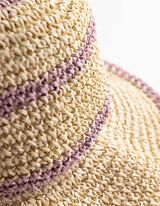 Strohhut - Streifen - beige