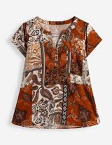 Blusenshirt - Allover-Print - braun