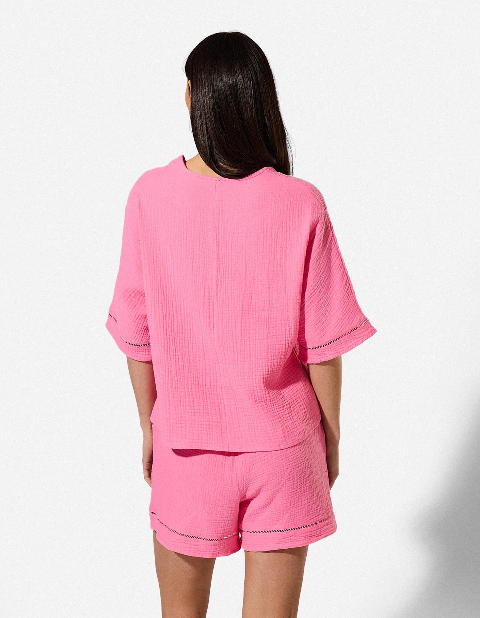 Blusenshirt - einfarbig - Pink