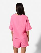 Blusenshirt - einfarbig - Pink