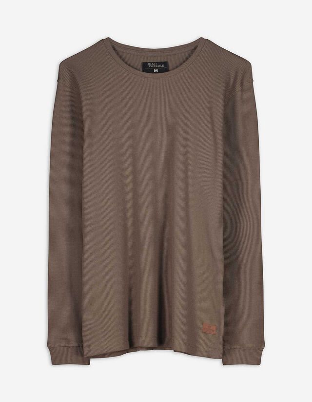 Langarmshirt - Regular Fit - hellbraun