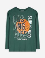 Langarmshirt - Frontprint - dunkelgrün