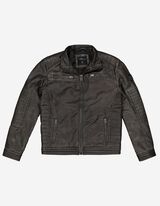 Biker-jakk - eemaldatav kapuuts - tumehall