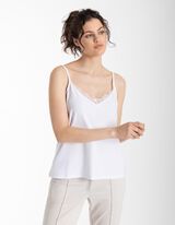 Top - Inserto in pizzo - bianco