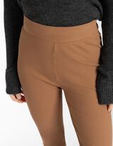 Platėjančios kelnės - Mezginys stulpeliu - smelio spalvos