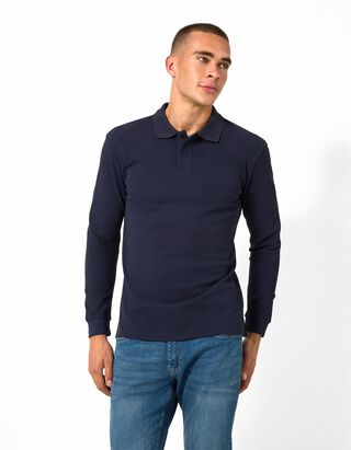 Langarmshirt - Polokragen - Dunkelblau
