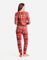 Set de pijama format din cămașă cu mânecă lungă și pantaloni  - Crăciun - Rosu