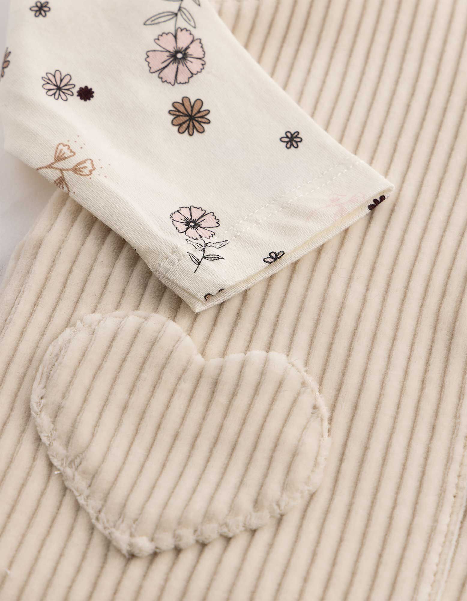 Lot d'un T-shirt et d'une robe - Velours c&ocirc;tel&eacute; - beige
