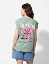 Top - Spadlá ramena - sv. zelena